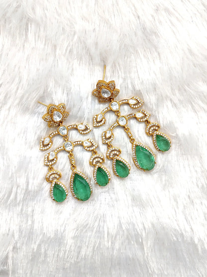 Floral Polki and Doublet Chandelier Earrings
