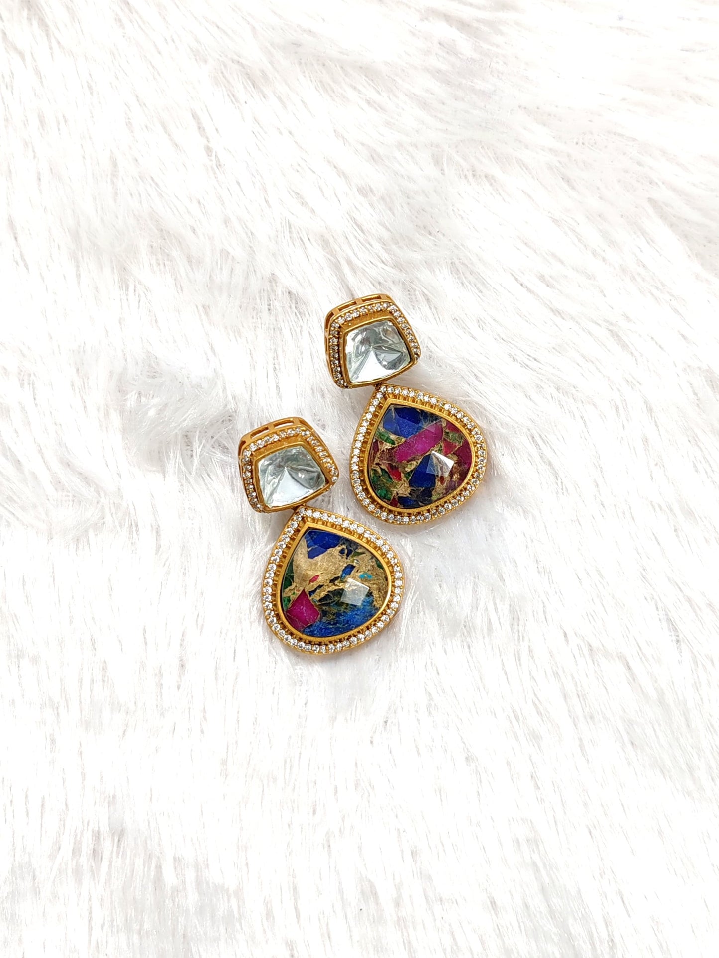 Premium Abstract Doublet Polki Earrings