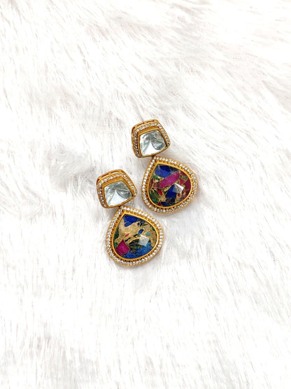 Premium Abstract Doublet Polki Earrings