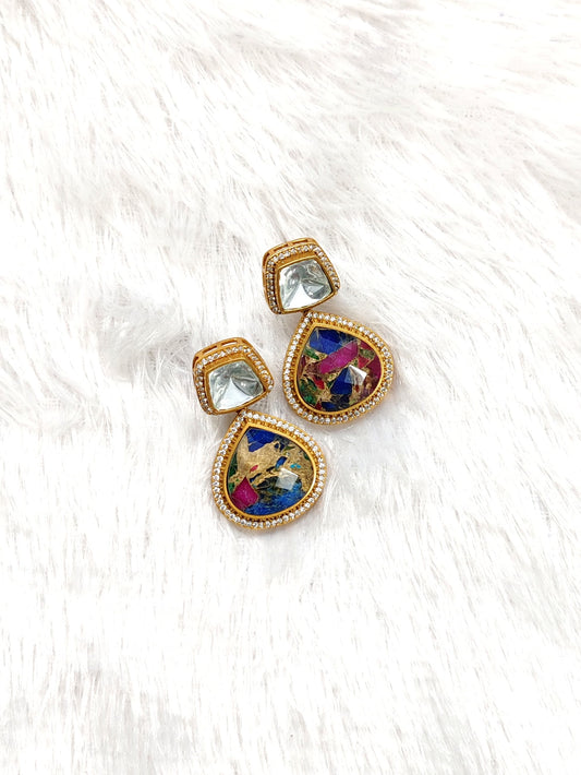 Premium Abstract Doublet Polki Earrings