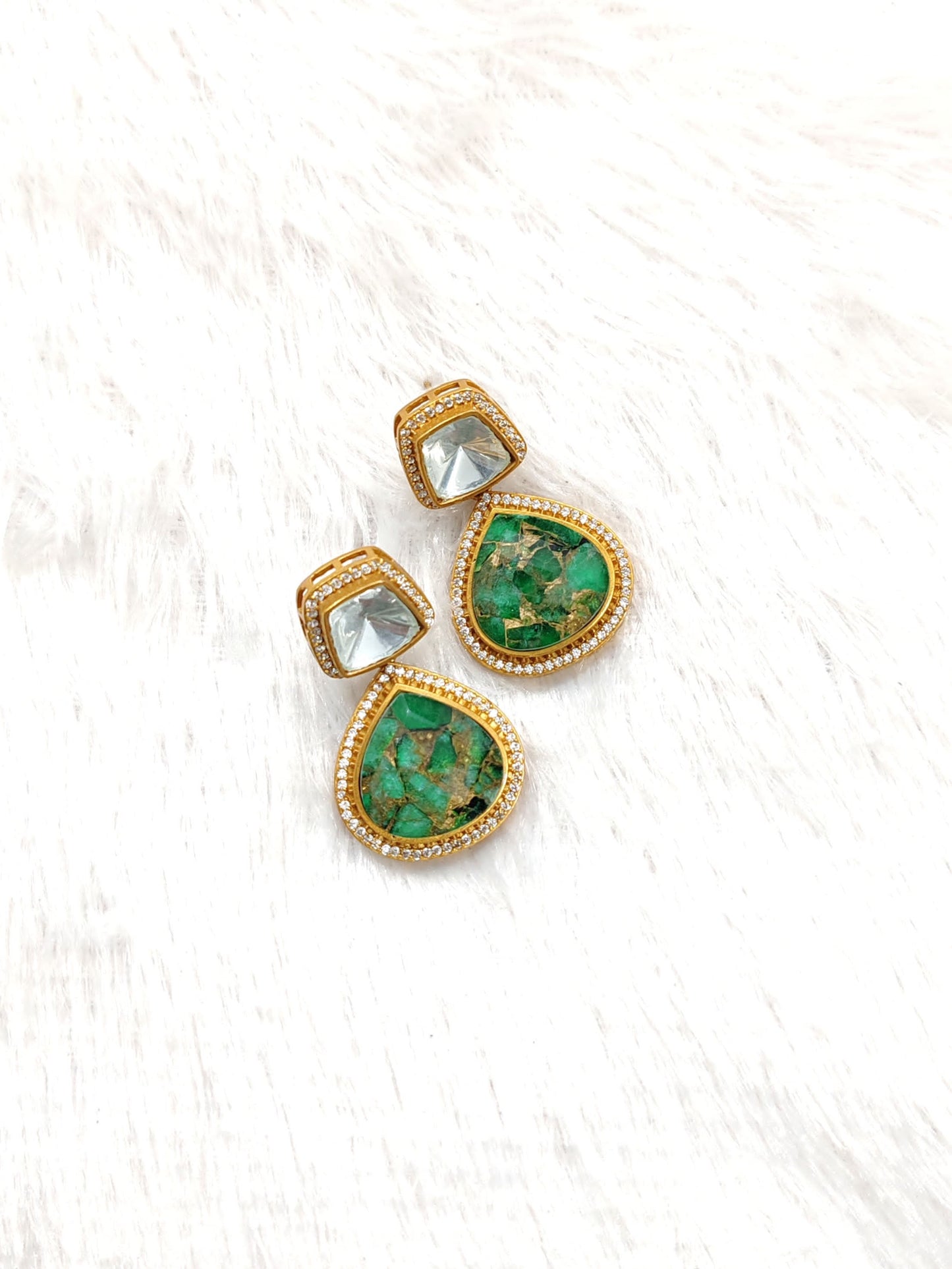 Premium Abstract Doublet Polki Earrings