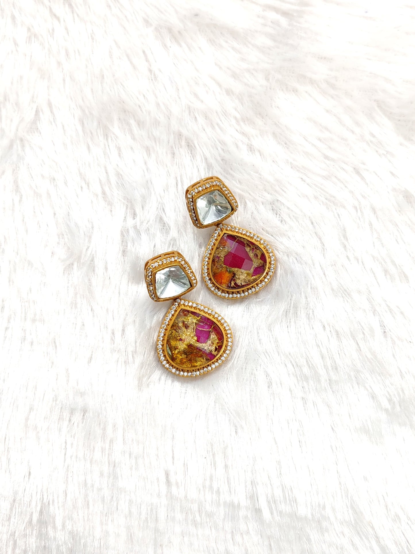 Premium Abstract Doublet Polki Earrings