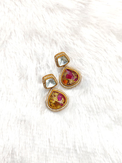 Premium Abstract Doublet Polki Earrings