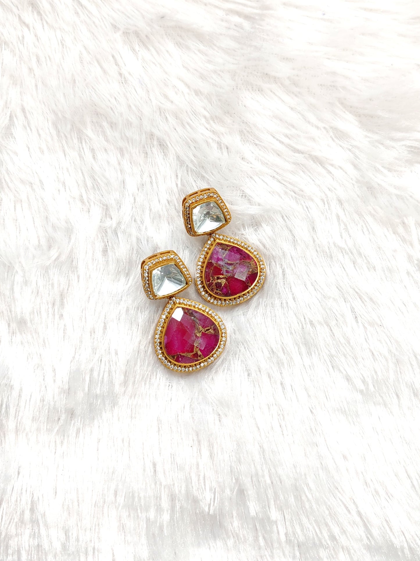 Premium Abstract Doublet Polki Earrings