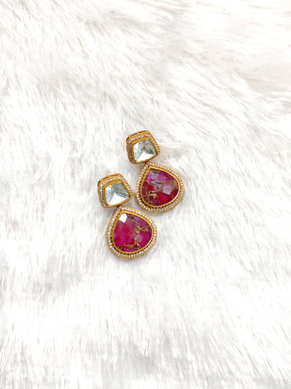Premium Abstract Doublet Polki Earrings