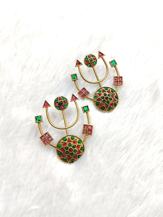 Elegant Gold Geometric Crystal Earrings | Sparkle Emporium