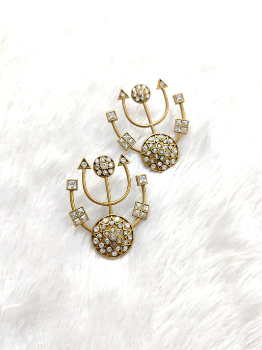 Elegant Gold Geometric Crystal Earrings | Sparkle Emporium